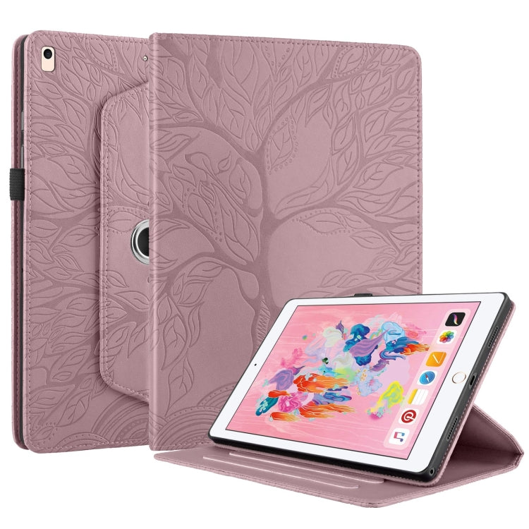 For iPad Air / Air 2 / 9.7 2017 / 2018 Tree Life Embossed Rotation Leather Smart Tablet Case(Rose Gold) by bashfashion