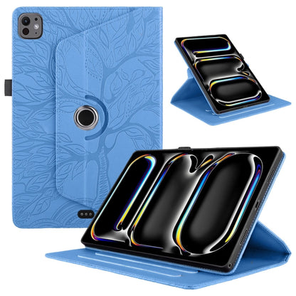 For iPad Pro 11 2025 / 2024 Tree Life Embossed Rotation Leather Smart Tablet Case(Blue) by bashfashion