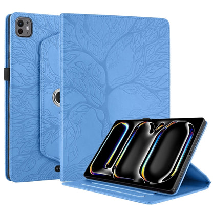 For iPad Pro 11 2025 / 2024 Tree Life Embossed Rotation Leather Smart Tablet Case(Blue) by bashfashion