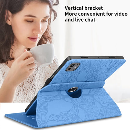 For iPad Pro 11 2025 / 2024 Tree Life Embossed Rotation Leather Smart Tablet Case(Blue) by bashfashion