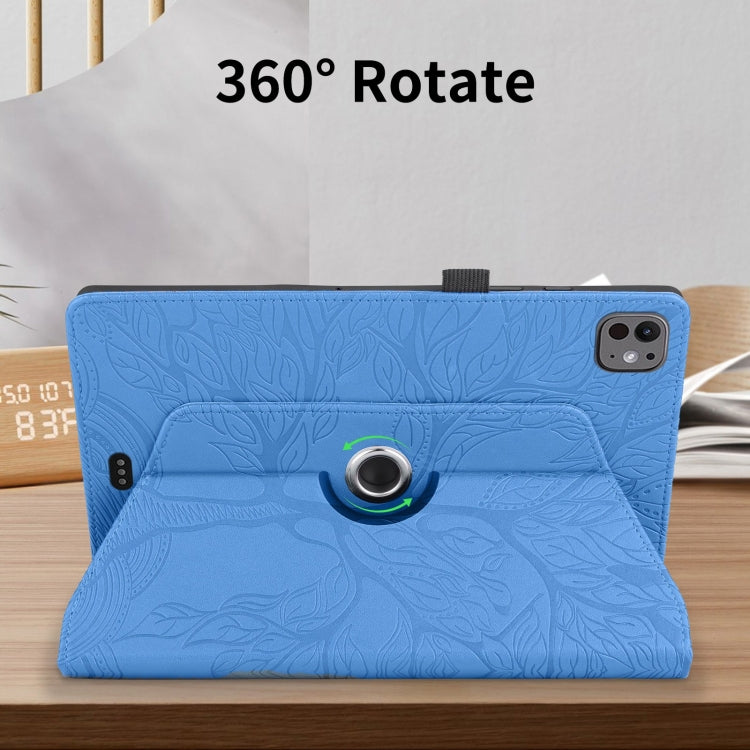 For iPad Pro 11 2025 / 2024 Tree Life Embossed Rotation Leather Smart Tablet Case(Blue) by bashfashion