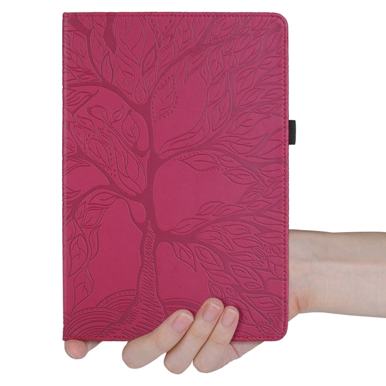 For iPad Pro 13 2025 / 2024 Tree Life Embossed Rotation Leather Smart Tablet Case(Red) by bashfashion