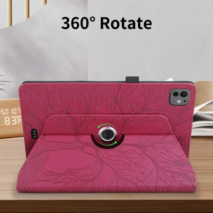 For iPad Pro 13 2025 / 2024 Tree Life Embossed Rotation Leather Smart Tablet Case(Red) by bashfashion