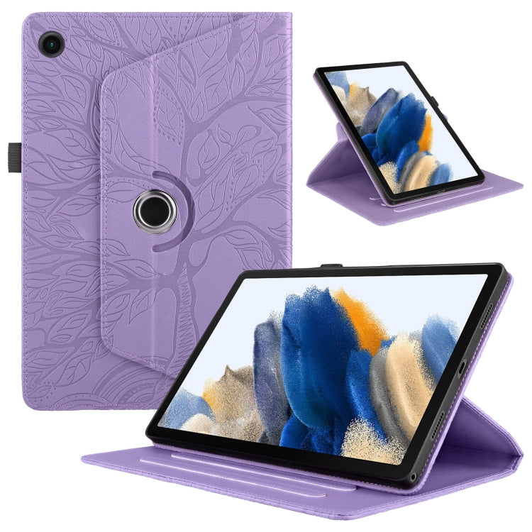 For Samsung Galaxy Tab A8 10.5 Tree Life Embossed Rotation Leather Smart Tablet Case(Purple) by bashfashion