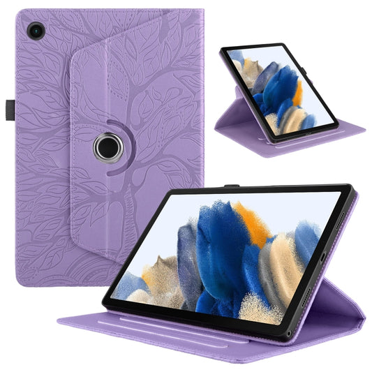 For Samsung Galaxy Tab A8 10.5 Tree Life Embossed Rotation Leather Smart Tablet Case(Purple) by bashfashion