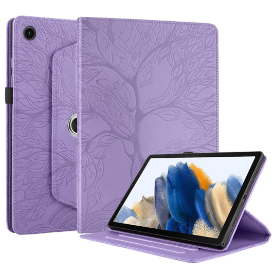 For Samsung Galaxy Tab A8 10.5 Tree Life Embossed Rotation Leather Smart Tablet Case(Purple) by bashfashion