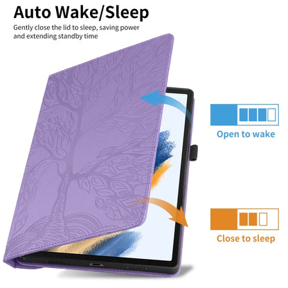 For Samsung Galaxy Tab A8 10.5 Tree Life Embossed Rotation Leather Smart Tablet Case(Purple) by bashfashion