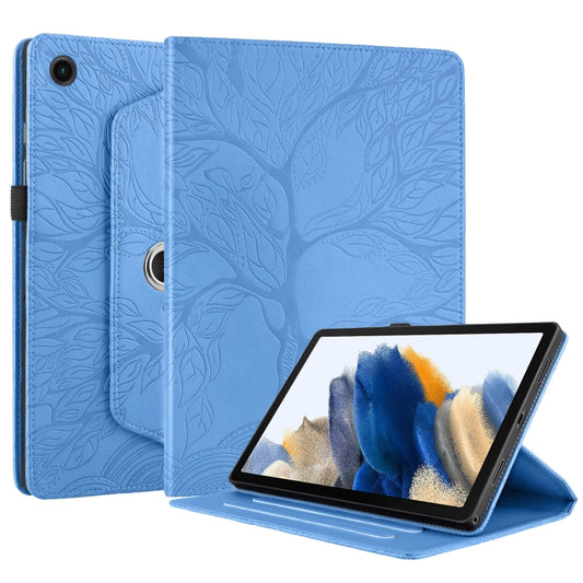For Samsung Galaxy Tab A8 10.5 Tree Life Embossed Rotation Leather Smart Tablet Case(Blue) by bashfashion