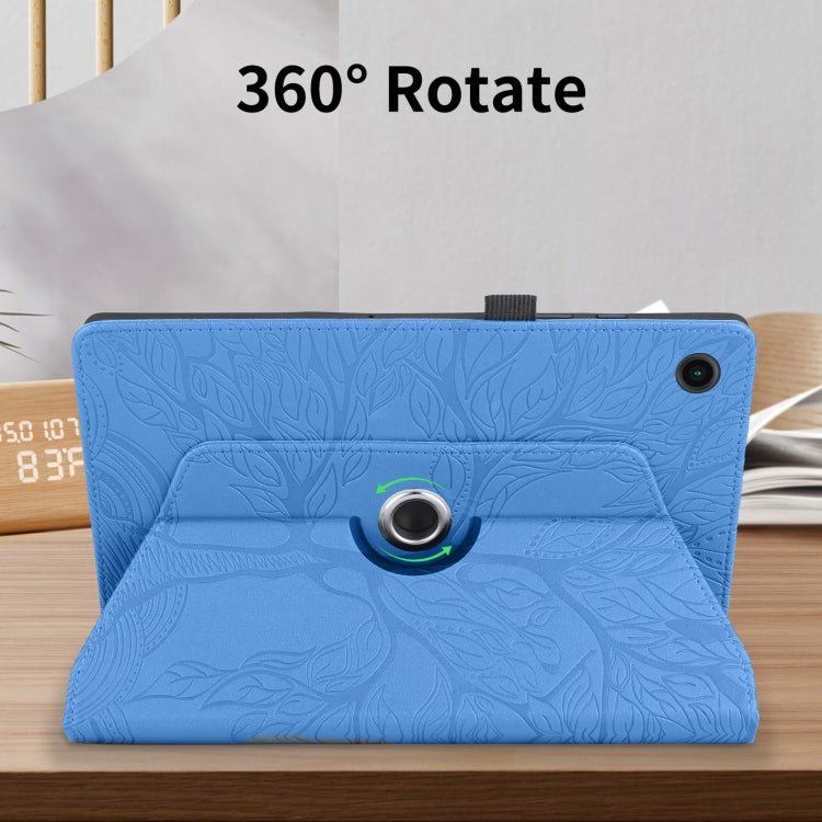For Samsung Galaxy Tab A8 10.5 Tree Life Embossed Rotation Leather Smart Tablet Case(Blue) by bashfashion