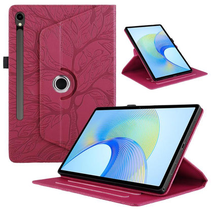 For Samsung Galaxy Tab S10 FE+ Tree Life Embossed Rotation Leather Smart Tablet Case(Red) by bashfashion