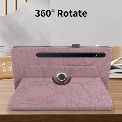 For Samsung Galaxy Tab S10 / S8 / S7 Tree Life Embossed Rotation Leather Tablet Case(Rose Gold) by bashfashion