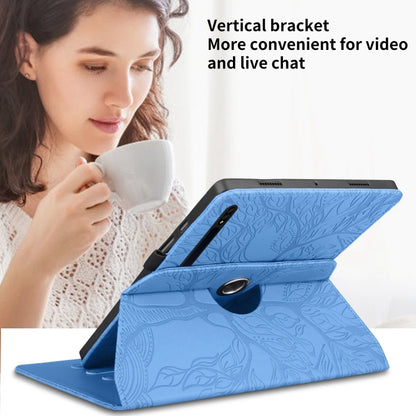 For Samsung Galaxy Tab S10 / S8 / S7 Tree Life Embossed Rotation Leather Tablet Case(Blue) by bashfashion