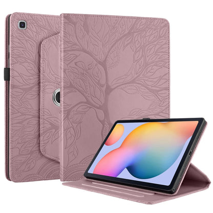 For Samsung Galaxy Tab A7 Lite T220 Tree Life Embossed Rotation Leather Tablet Case(Rose Gold) by bashfashion