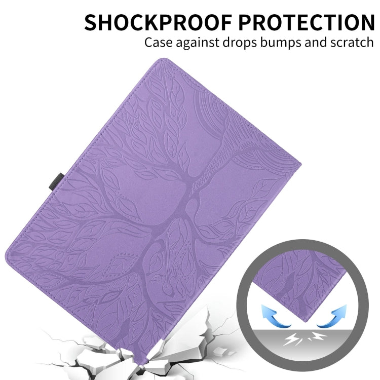 For Samsung Galaxy Tab A7 Lite T220 Tree Life Embossed Rotation Leather Tablet Case(Purple) by bashfashion