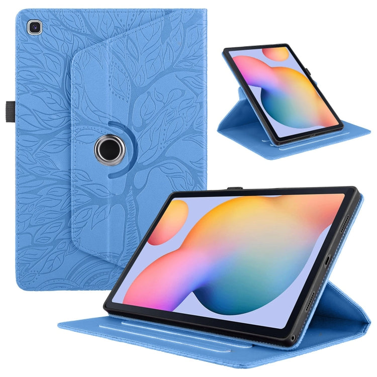 For Samsung Galaxy Tab A7 Lite T220 Tree Life Embossed Rotation Leather Tablet Case(Blue) by bashfashion