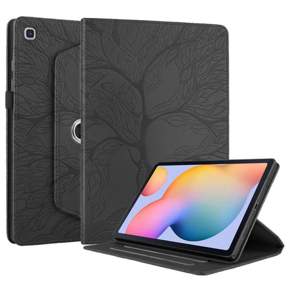For Samsung Galaxy Tab A7 Lite T220 Tree Life Embossed Rotation Leather Tablet Case(Black) by bashfashion