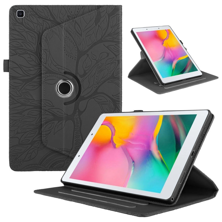 For Samsung Galaxy Tab A 8.0 2019 / T290 Tree Life Embossed Rotation Leather Tablet Case(Black) by bashfashion