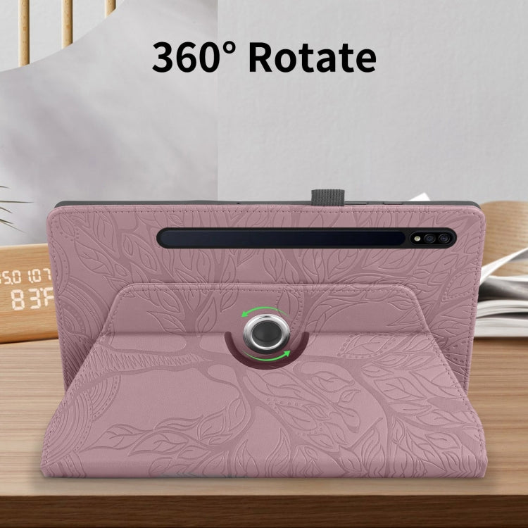 For Samsung Galaxy Tab S10+ / S9+ / S8+ Tree Life Embossed Rotation Leather Tablet Case(Rose Gold) by bashfashion
