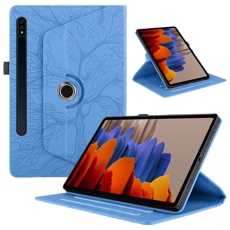 For Samsung Galaxy Tab S10+ / S9+ / S8+ Tree Life Embossed Rotation Leather Tablet Case(Blue) by bashfashion