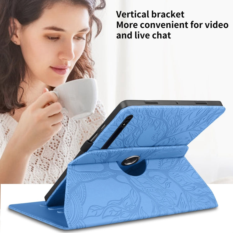 For Samsung Galaxy Tab S10+ / S9+ / S8+ Tree Life Embossed Rotation Leather Tablet Case(Blue) by bashfashion
