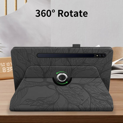 For Samsung Galaxy Tab S10+ / S9+ / S8+ Tree Life Embossed Rotation Leather Tablet Case(Black) by bashfashion