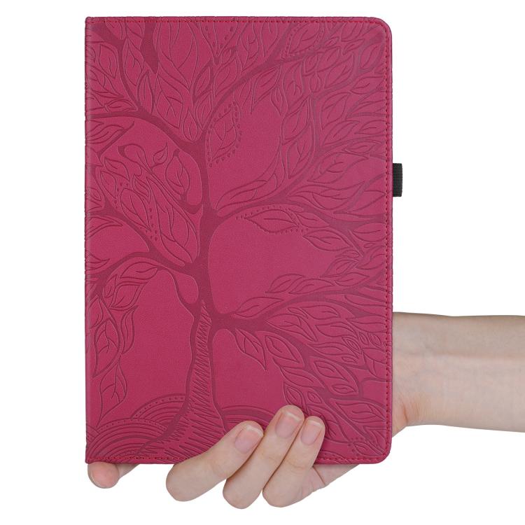 For Xiaomi Redmi Pad 2 Tree Life Embossed Rotation Leather Tablet Case(Red) by bashfashion