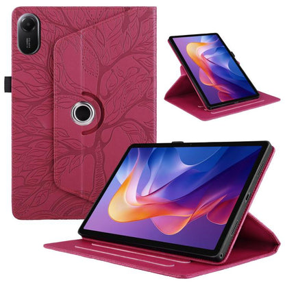 For Xiaomi Redmi Pad 2 Tree Life Embossed Rotation Leather Tablet Case(Red) by bashfashion