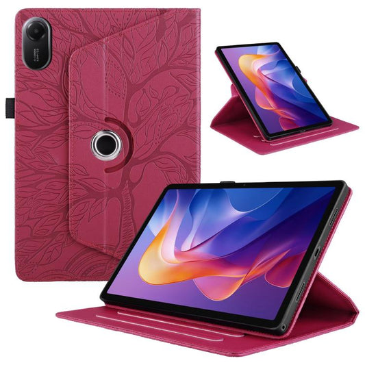 For Xiaomi Redmi Pad 2 Tree Life Embossed Rotation Leather Tablet Case(Red) by bashfashion