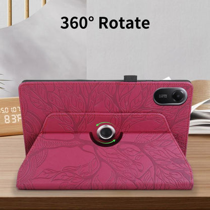 For Xiaomi Redmi Pad 2 Tree Life Embossed Rotation Leather Tablet Case(Red) by bashfashion
