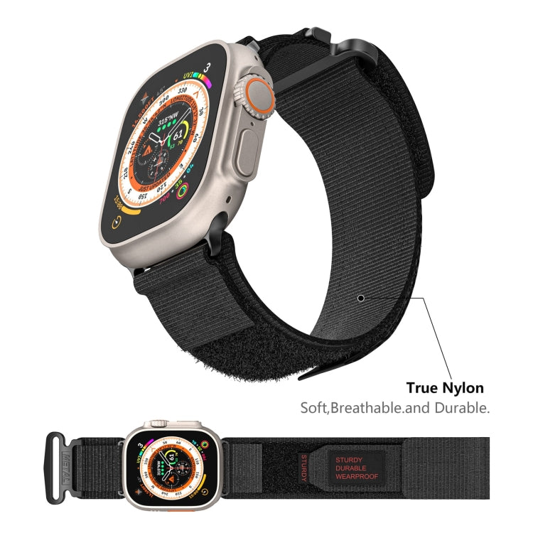 For Apple Watch Ultra 49mm AW Nylon Two-Section Watch Band(Black) by bashfashion