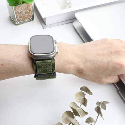 For Apple Watch Ultra 2 49mm AW Nylon Two-Section Watch Band(Army Green) by bashfashion