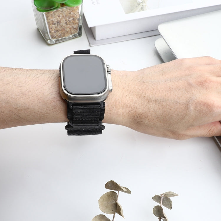 For Apple Watch Ultra 2 49mm AW Nylon Two-Section Watch Band(Black) by bashfashion