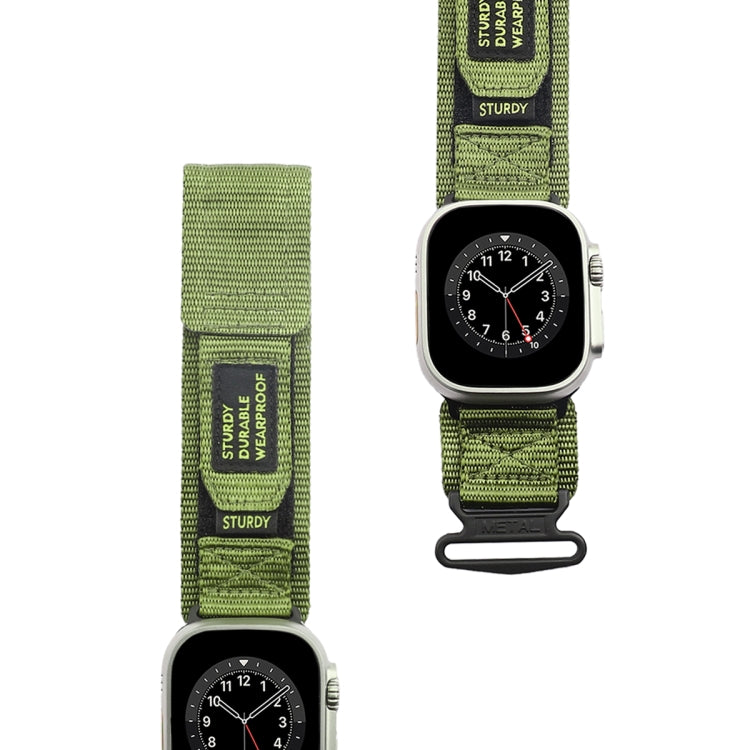 For Apple Watch Series 9 45mm AW Nylon Two-Section Watch Band(Army Green) by bashfashion