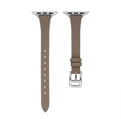 For Apple Watch Ultra 49mm T-shaped Slim Genuine Leather Watch Band(Dark Brown) by bashfashion
