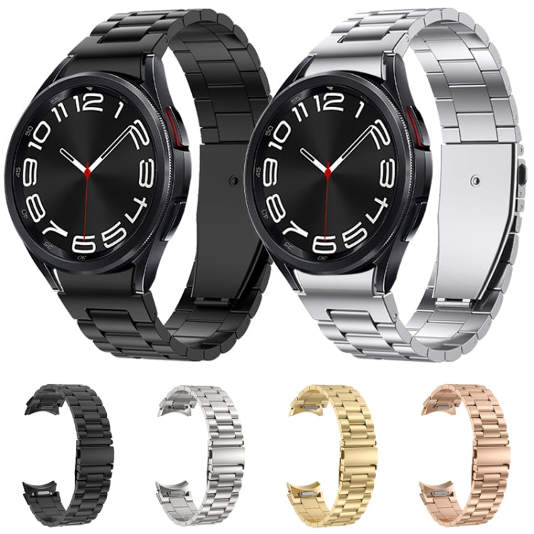 For Samsung Galaxy Watch 6 Three Strains Metal Watch Band(Rose Gold) by bashfashion