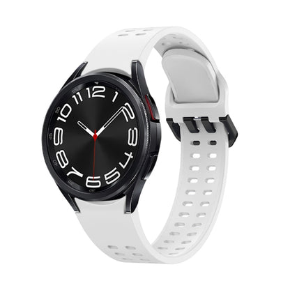 For Samsung Galaxy Watch 6 Double-row Hole Solid Color Silicone Watch Band(White) by bashfashion