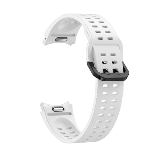 For Samsung Galaxy Watch 6 Double-row Hole Solid Color Silicone Watch Band(White) by bashfashion