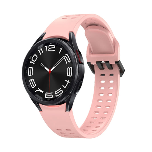 For Samsung Galaxy Watch 6 Double-row Hole Solid Color Silicone Watch Band(Pink) by bashfashion