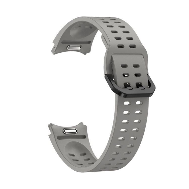For Samsung Galaxy Watch 6 Double-row Hole Solid Color Silicone Watch Band(Grey) by bashfashion