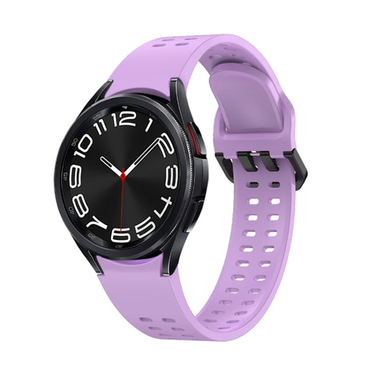 For Samsung Galaxy Watch 6 Double-row Hole Solid Color Silicone Watch Band(Purple) by bashfashion