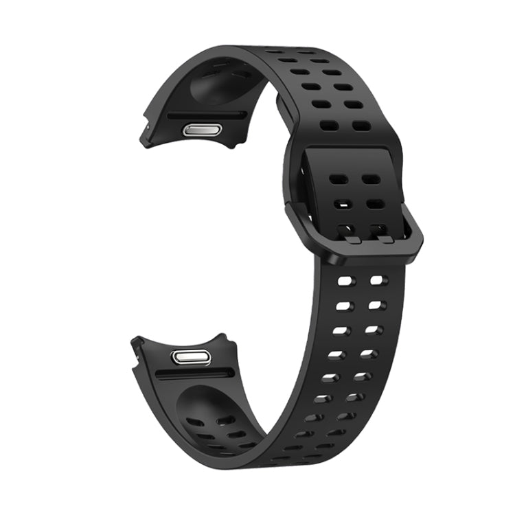 For Samsung Galaxy Watch 6 Double-row Hole Solid Color Silicone Watch Band(Black) by bashfashion