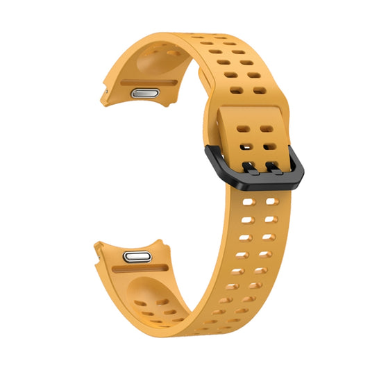 For Samsung Galaxy Watch 6 Double-row Hole Solid Color Silicone Watch Band(Yellow) by bashfashion