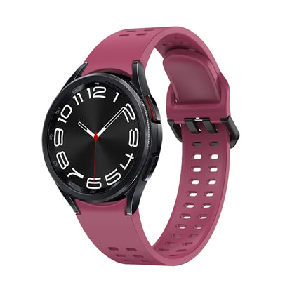 For Samsung Galaxy Watch 6 Double-row Hole Solid Color Silicone Watch Band(Wine Red) by bashfashion