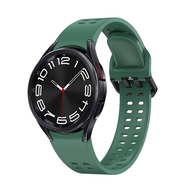 For Samsung Galaxy Watch 6 Double-row Hole Solid Color Silicone Watch Band(Army Green) by bashfashion