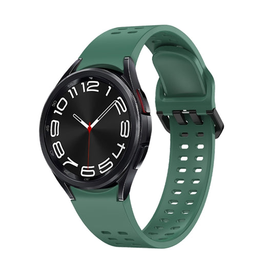 For Samsung Galaxy Watch 6 Double-row Hole Solid Color Silicone Watch Band(Army Green) by bashfashion