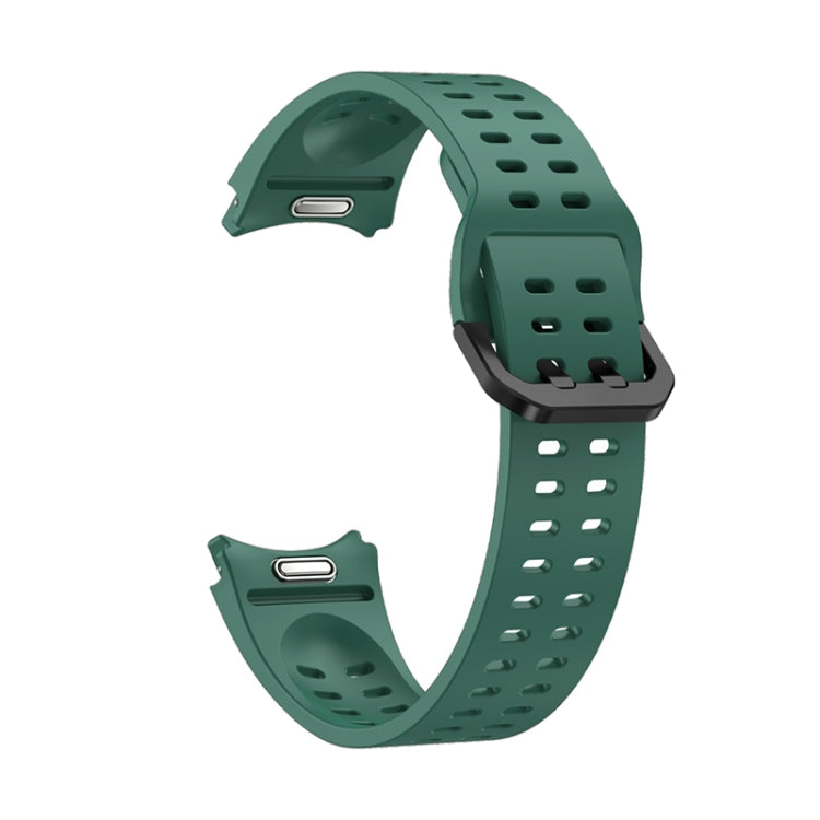 For Samsung Galaxy Watch 6 Double-row Hole Solid Color Silicone Watch Band(Army Green) by bashfashion