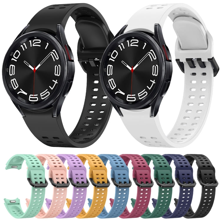 For Samsung Galaxy Watch 6 Double-row Hole Solid Color Silicone Watch Band(White) by bashfashion