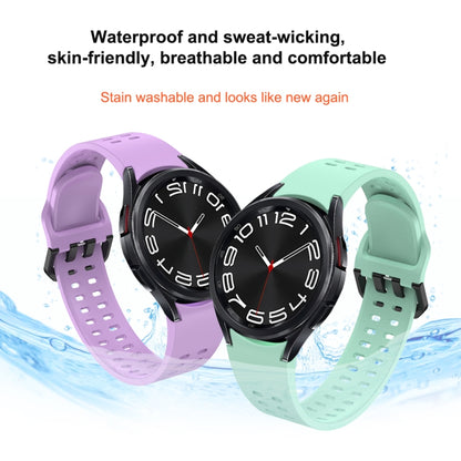 For Samsung Galaxy Watch 6 Double-row Hole Solid Color Silicone Watch Band(Light Green) by bashfashion