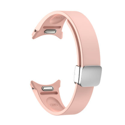 For Samsung Galaxy Watch 6 Magnetic Folding Silver Buckle Silicone Watch Band(Pink) by bashfashion
