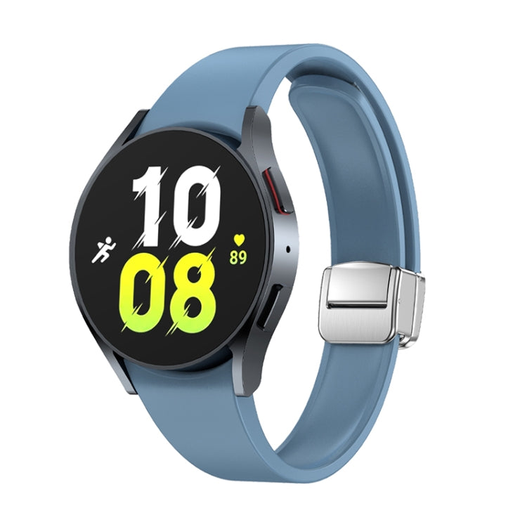 For Samsung Galaxy Watch 6 Magnetic Folding Silver Buckle Silicone Watch Band(Blue) by bashfashion